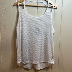 Reebok white mesh workout top